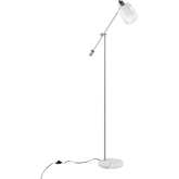 Marcel Floor Lamp in White Marble & Nickel Metal with Clear & Frosted Glass